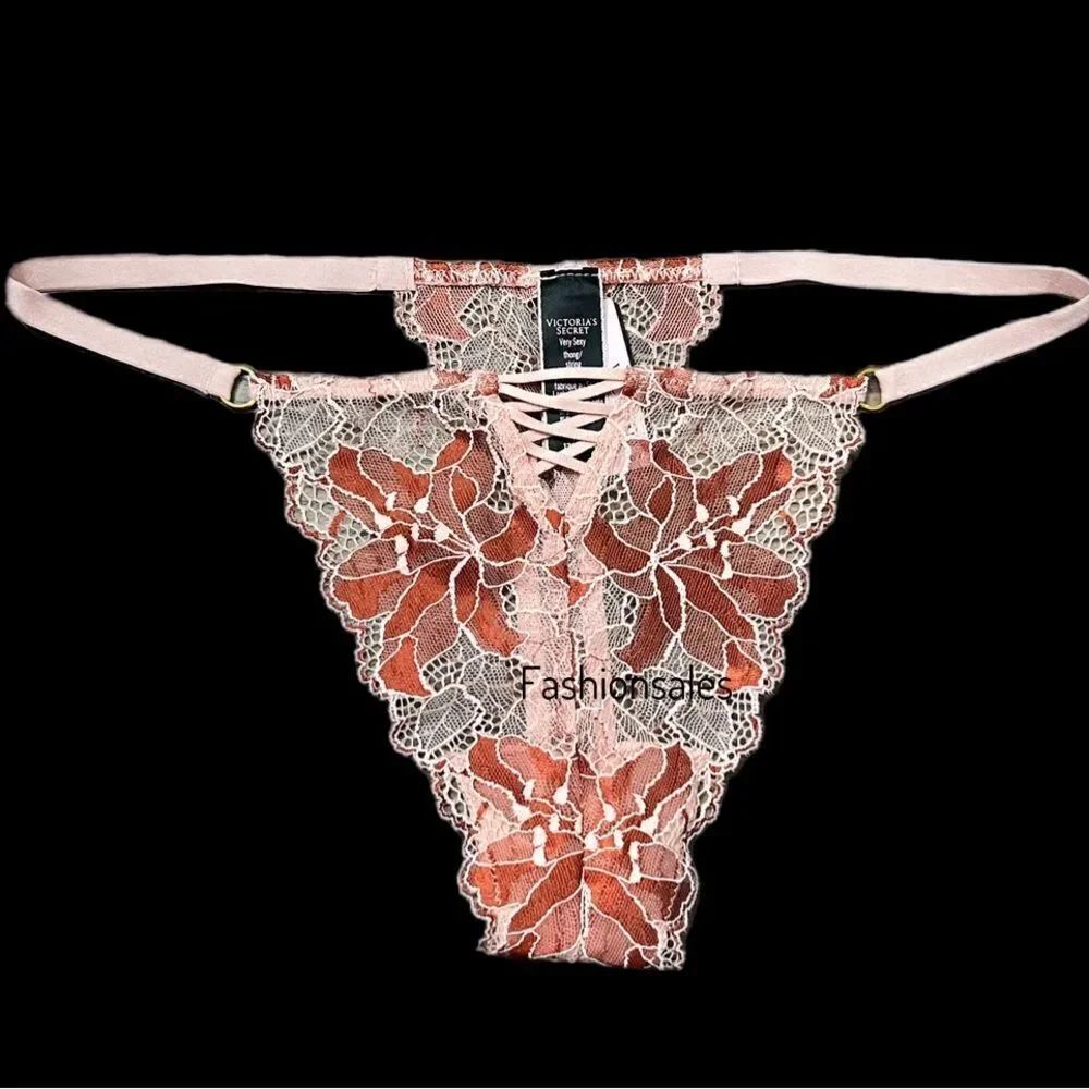 Victoria's Secret LUXE Very Sexy Metallic Floral Lace Sexy Thong panty Medium